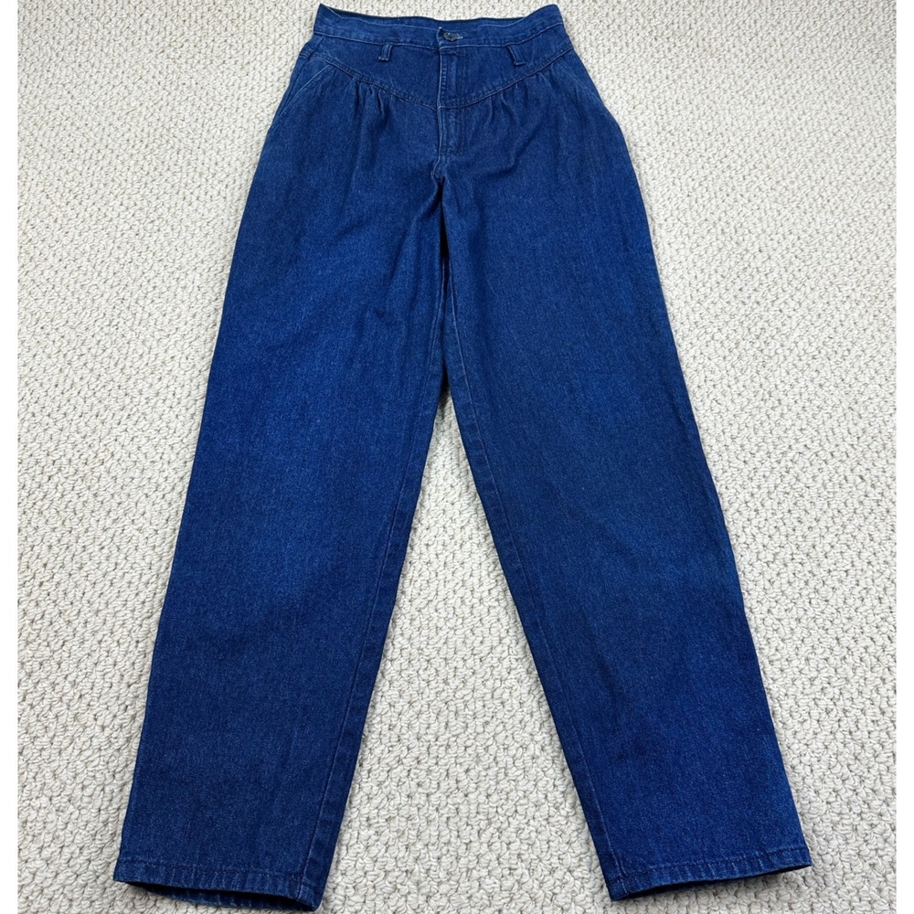 Vtg Rocky Mountain Jeans Fits Womens 25x30 Blue High Waist Yoke Double Pleat 90s
